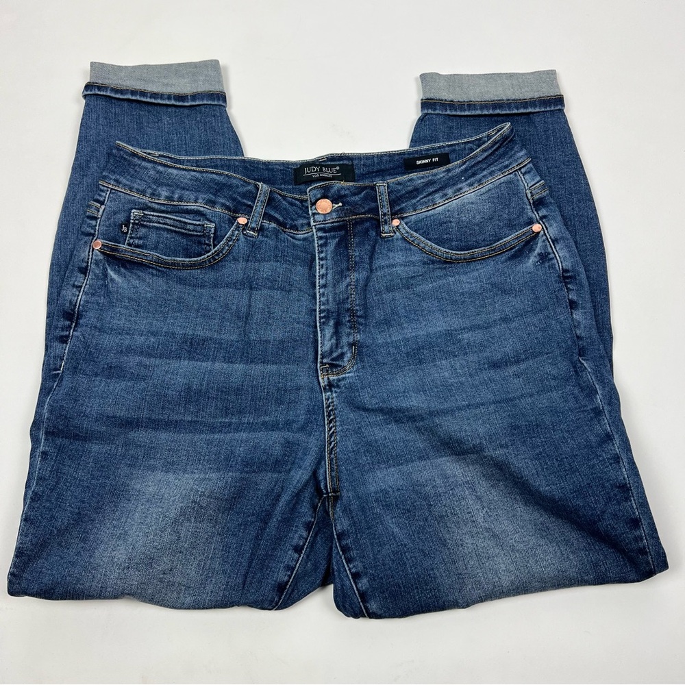 Judy Blue Medium Wash Skinny Jeans Cuff Ankle Size 18W